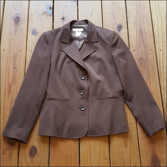 Vintage 80's 90's size 12 P brown blazer jacket - Picture 1 of 4